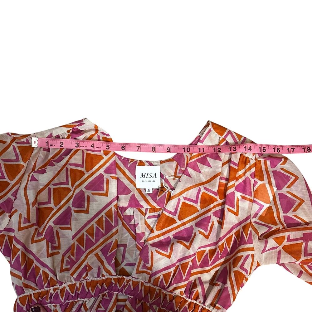 NWT - MISA Los Angeles Rana Dress Pink Orange Geo Mini Long Sleeve Women’s M - Picture 10 of 12